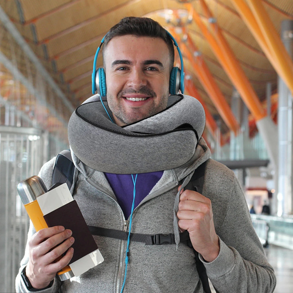 Memory Foam Travel Neck Pillow | U-Shaped Snail Design | Portable & Adjustable Sleep Support