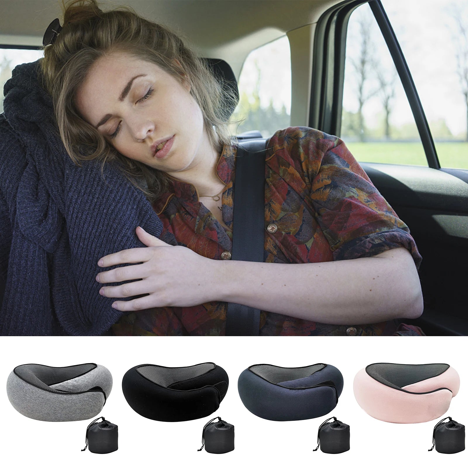 Memory Foam Travel Neck Pillow | U-Shaped Snail Design | Portable & Adjustable Sleep Support