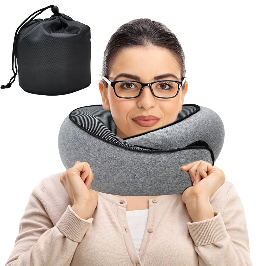 Memory Foam Travel Neck Pillow | U-Shaped Snail Design | Portable & Adjustable Sleep Support