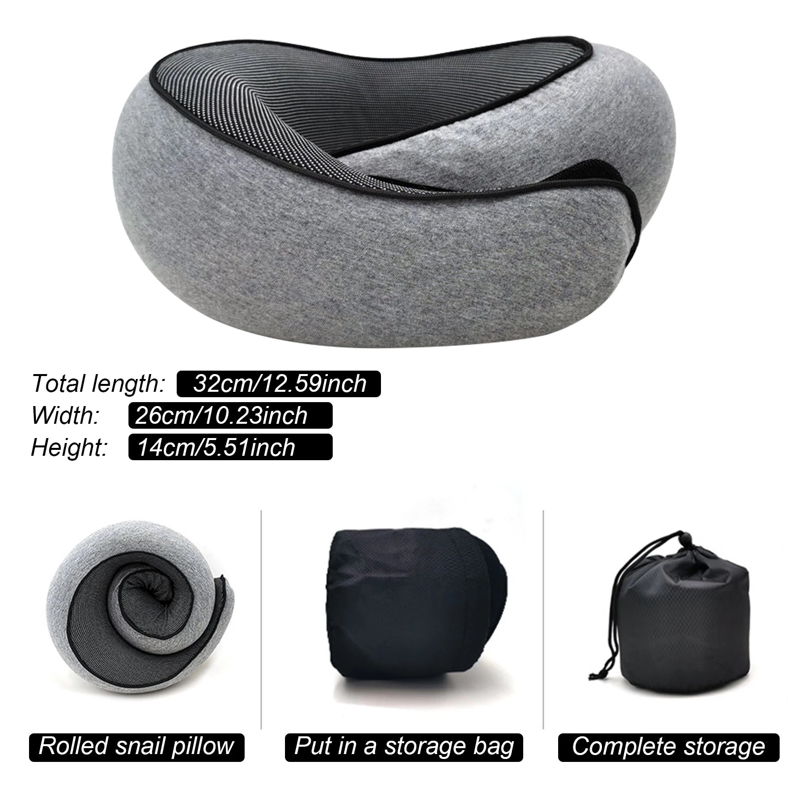 Memory Foam Travel Neck Pillow | U-Shaped Snail Design | Portable & Adjustable Sleep Support
