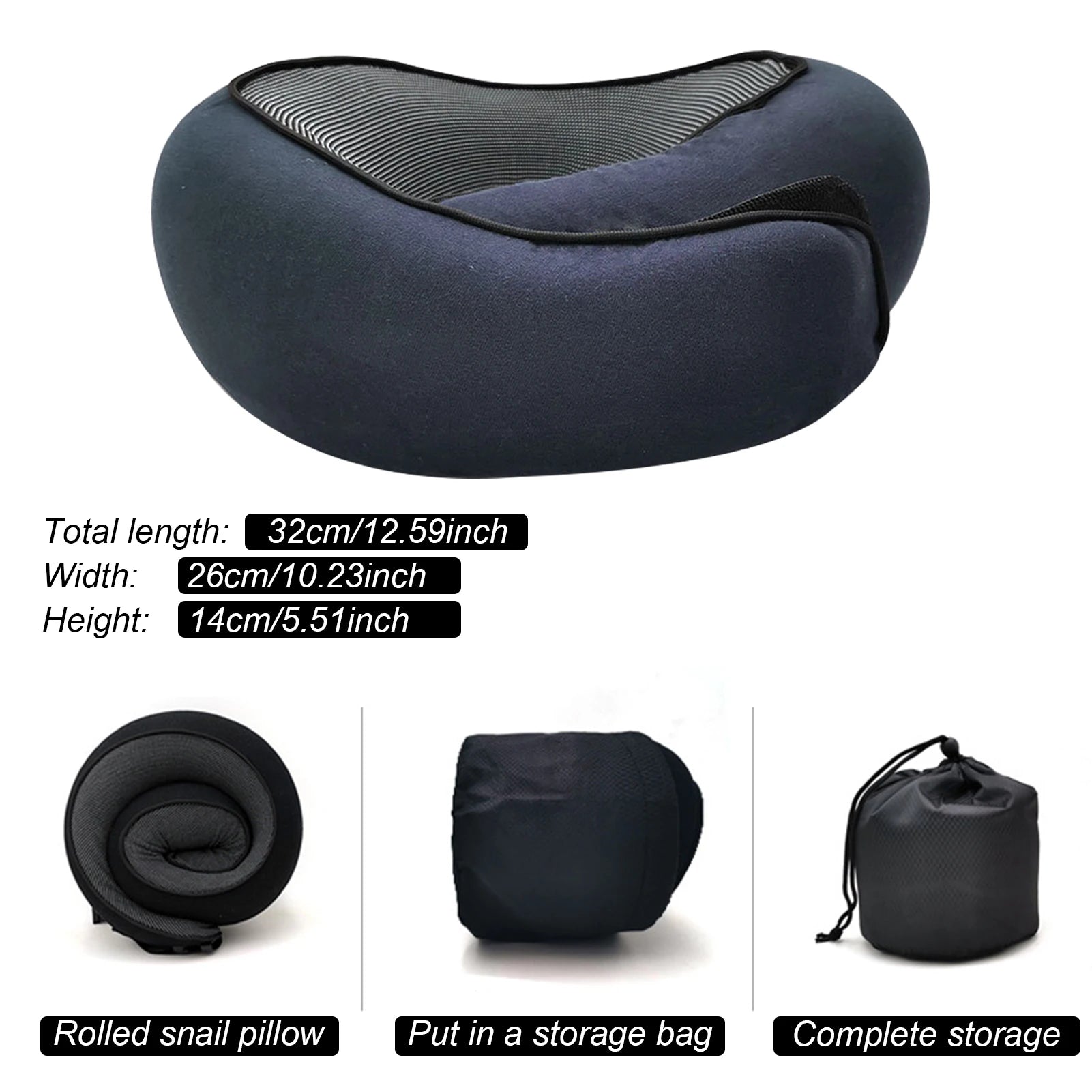 Memory Foam Travel Neck Pillow | U-Shaped Snail Design | Portable & Adjustable Sleep Support