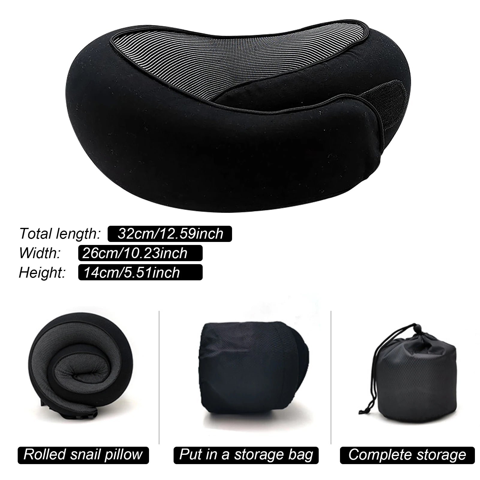 Memory Foam Travel Neck Pillow | U-Shaped Snail Design | Portable & Adjustable Sleep Support