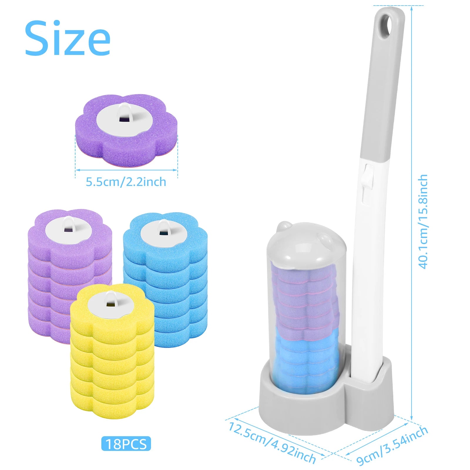 Disposable Toilet Brush Set — Hygienic Replacement Heads with Wall-Mount Holder