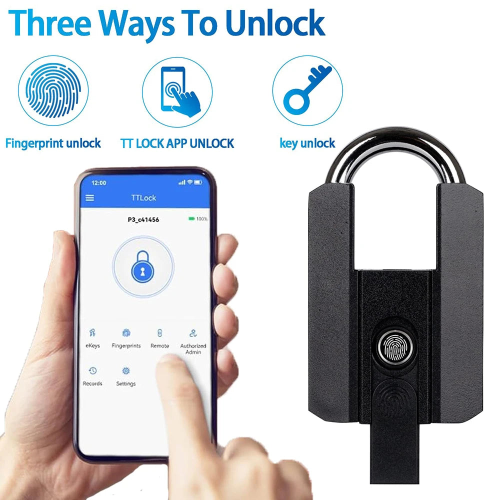 Smart Fingerprint Padlock | Keyless Biometric | IP67 Waterproof | App & Fingerprint Unlock