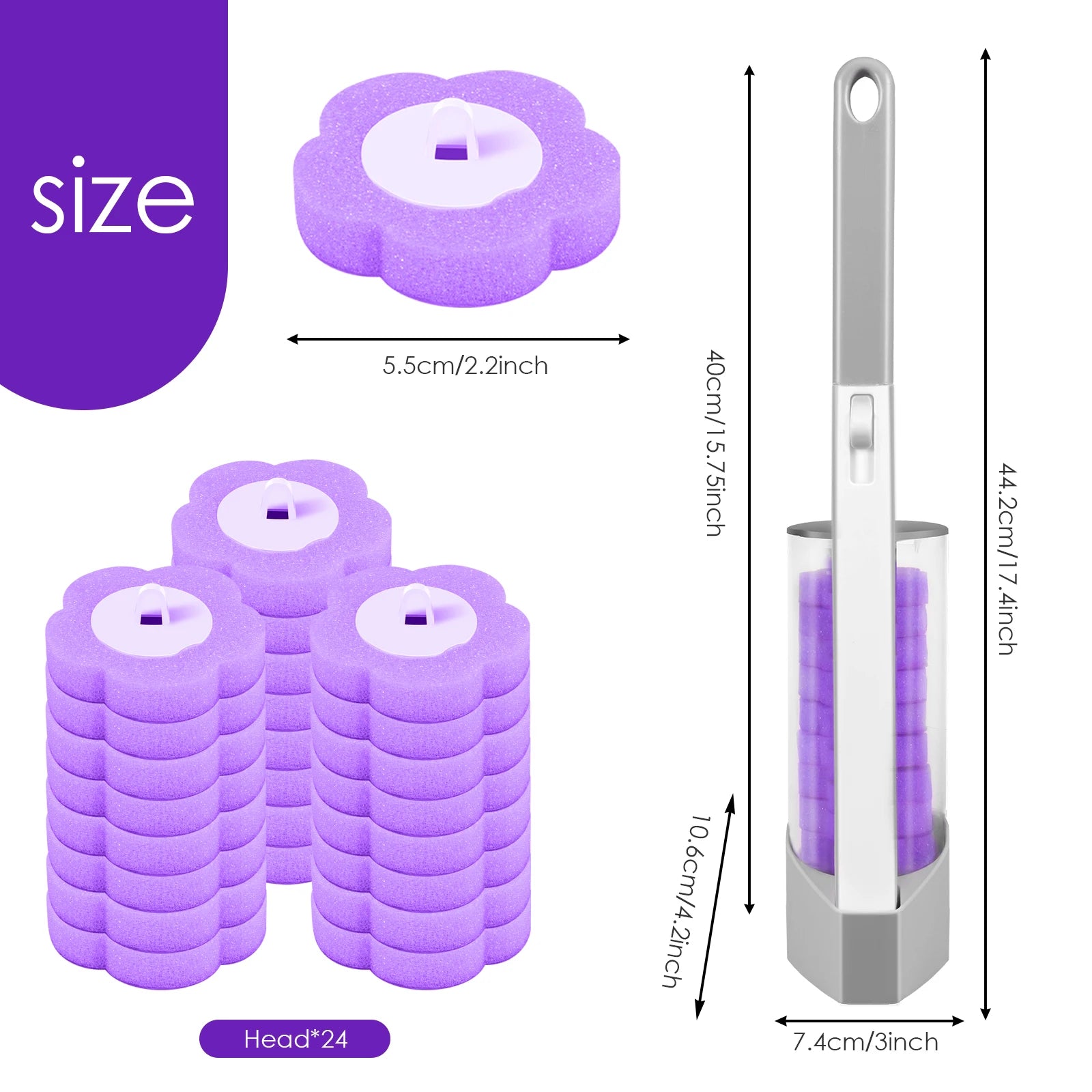 Disposable Toilet Brush Set — Hygienic Replacement Heads with Wall-Mount Holder