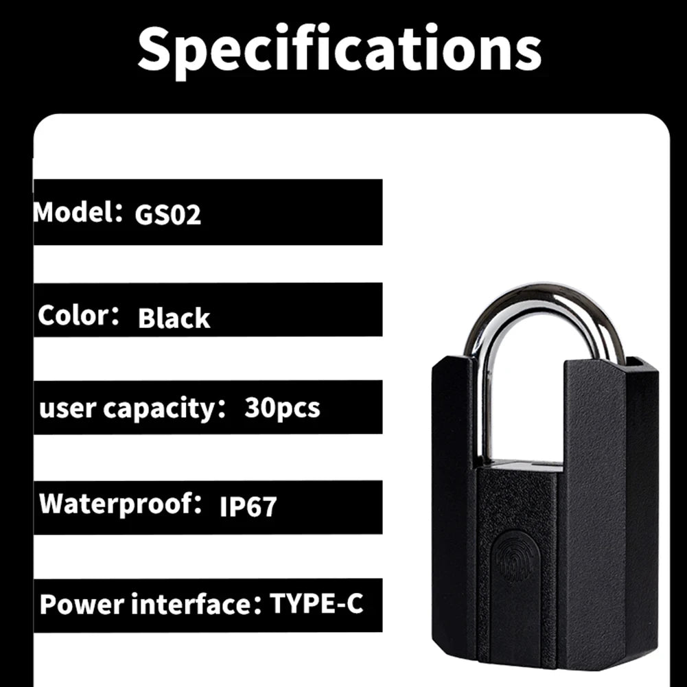 Smart Fingerprint Padlock | Keyless Biometric | IP67 Waterproof | App & Fingerprint Unlock