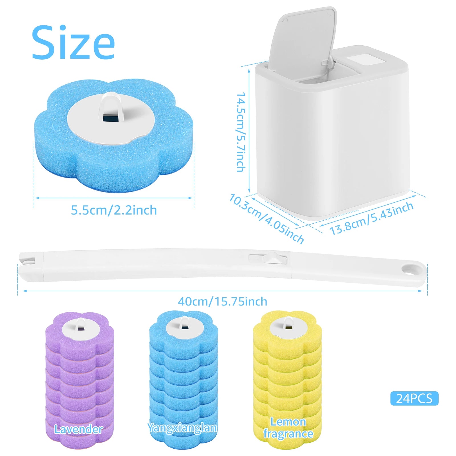 Disposable Toilet Brush Set — Hygienic Replacement Heads with Wall-Mount Holder
