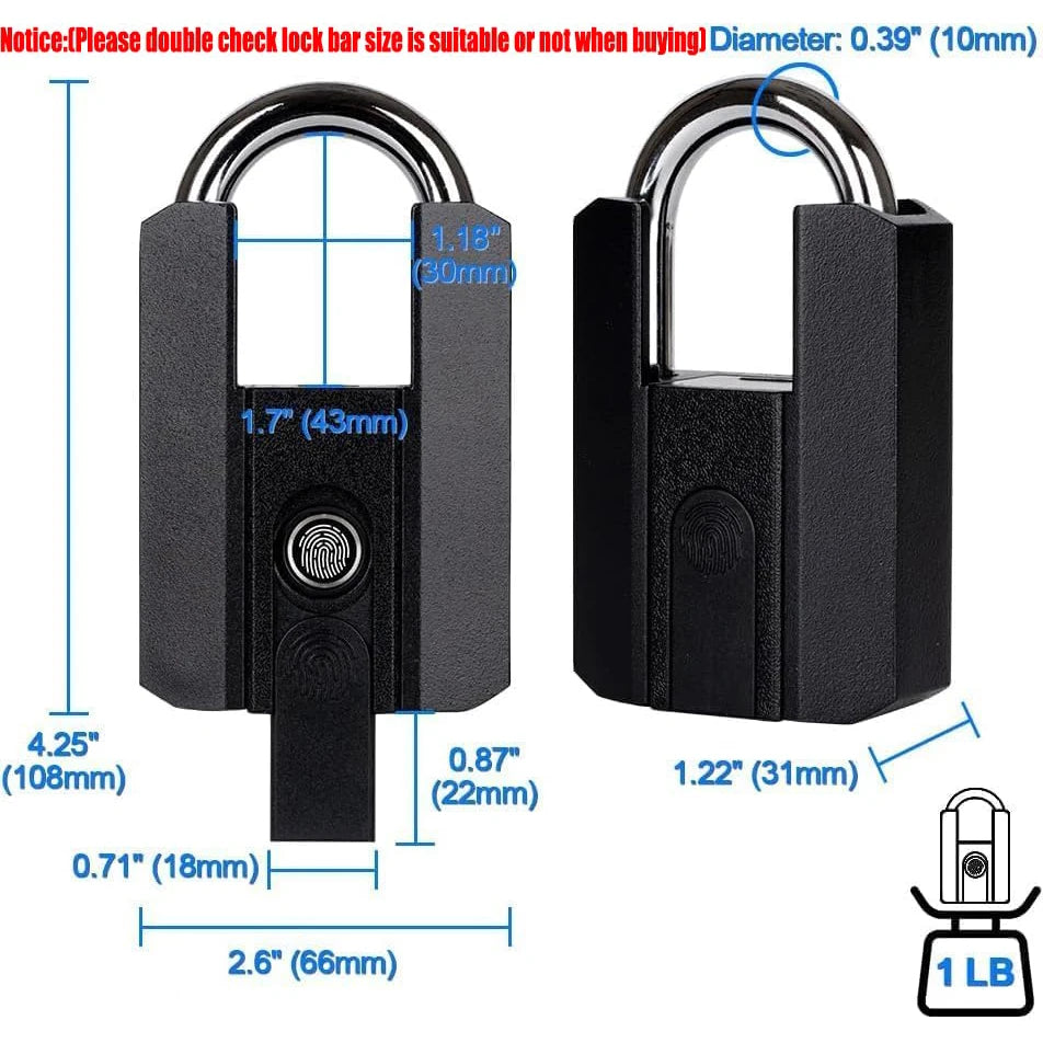 Smart Fingerprint Padlock | Keyless Biometric | IP67 Waterproof | App & Fingerprint Unlock