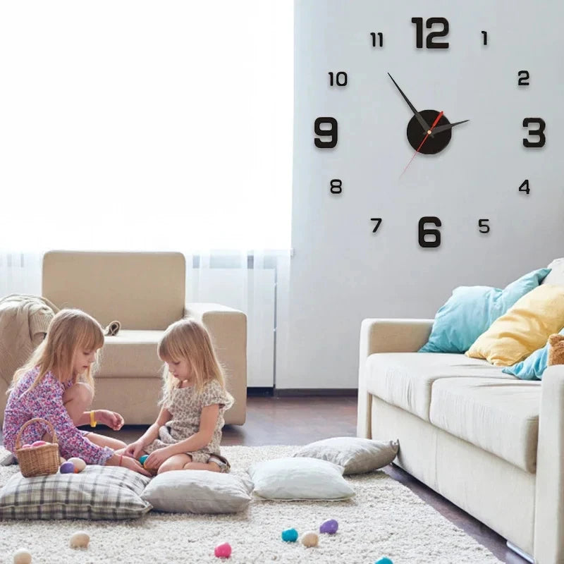 Frameless 3D Wall Clock — Modern DIY Mirror Sticker for Any Room