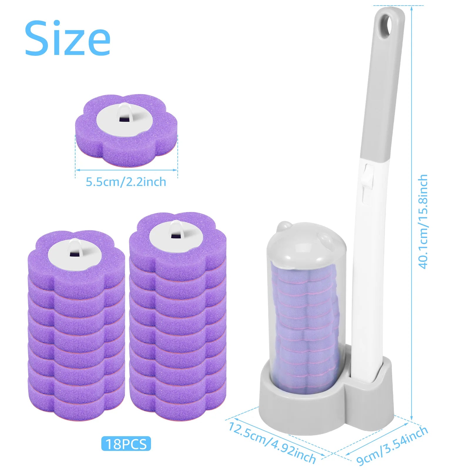 Disposable Toilet Brush Set — Hygienic Replacement Heads with Wall-Mount Holder