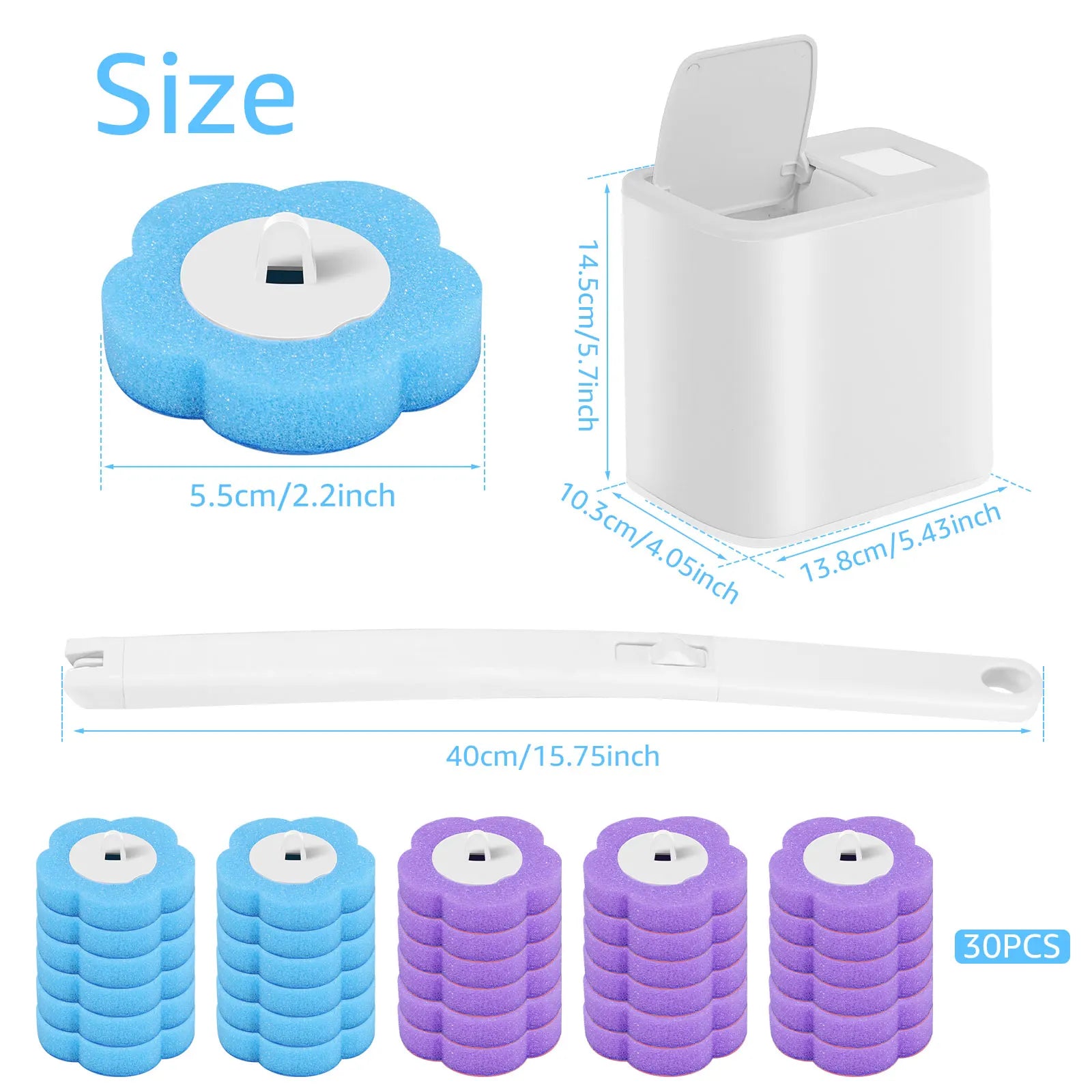 Disposable Toilet Brush Set — Hygienic Replacement Heads with Wall-Mount Holder