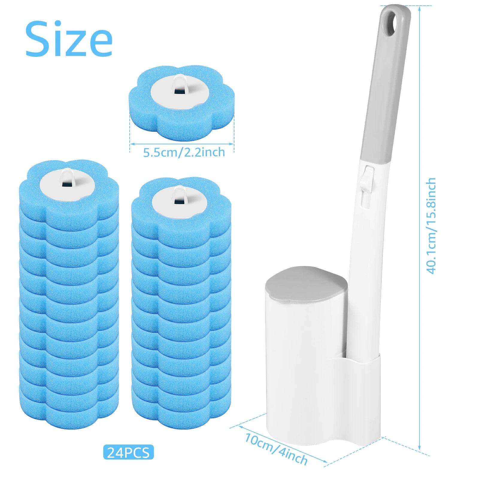 Disposable Toilet Brush Set — Hygienic Replacement Heads with Wall-Mount Holder