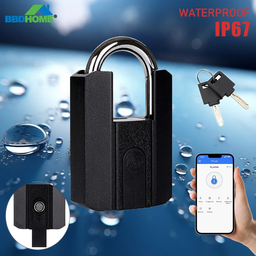 Smart Fingerprint Padlock | Keyless Biometric | IP67 Waterproof | App & Fingerprint Unlock