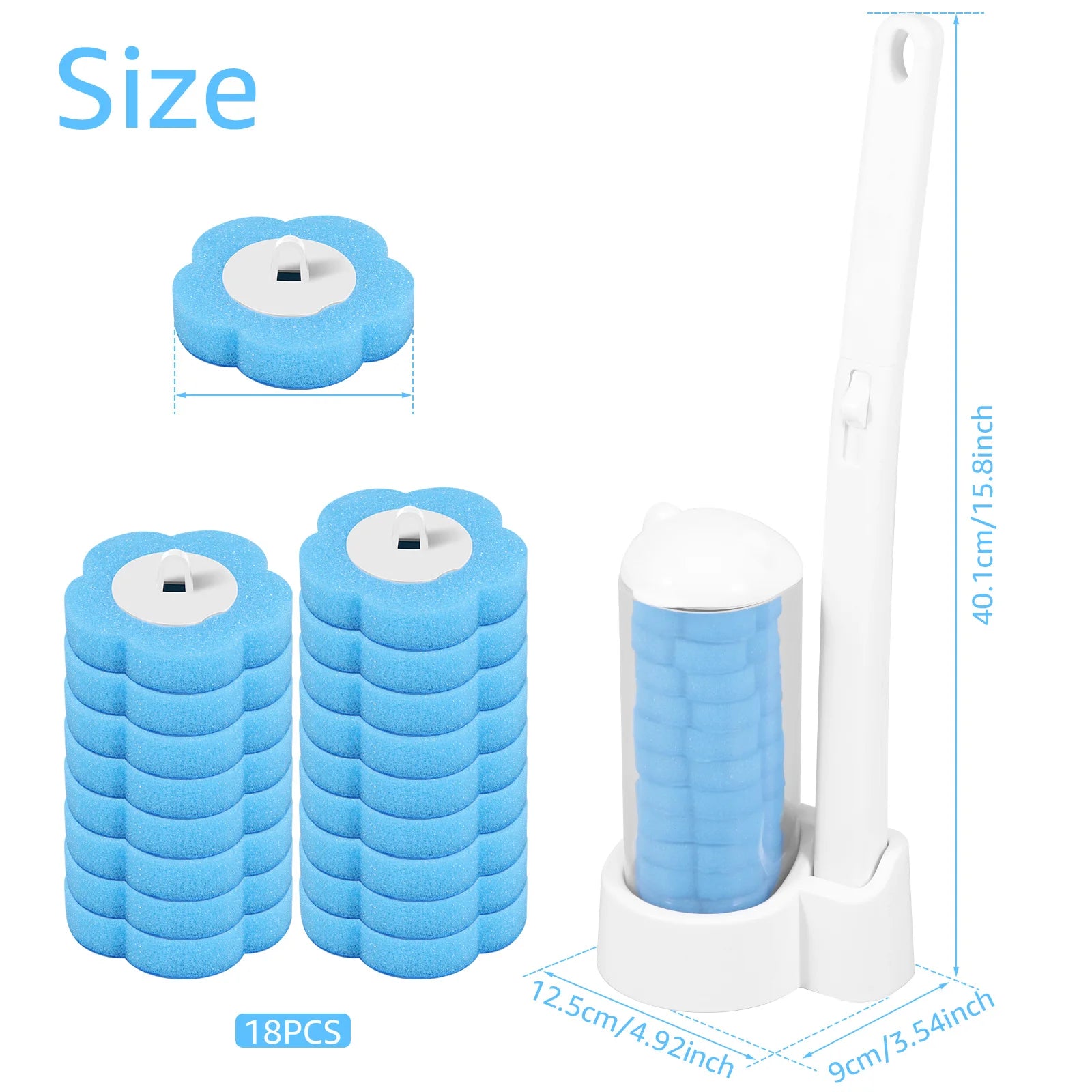 Disposable Toilet Brush Set — Hygienic Replacement Heads with Wall-Mount Holder