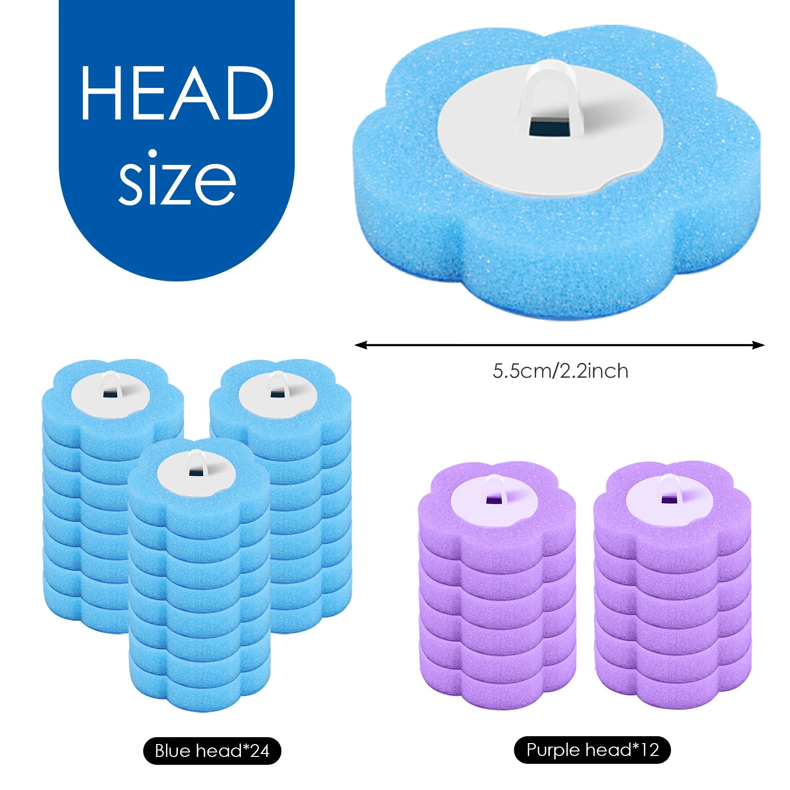 Disposable Toilet Brush Set — Hygienic Replacement Heads with Wall-Mount Holder