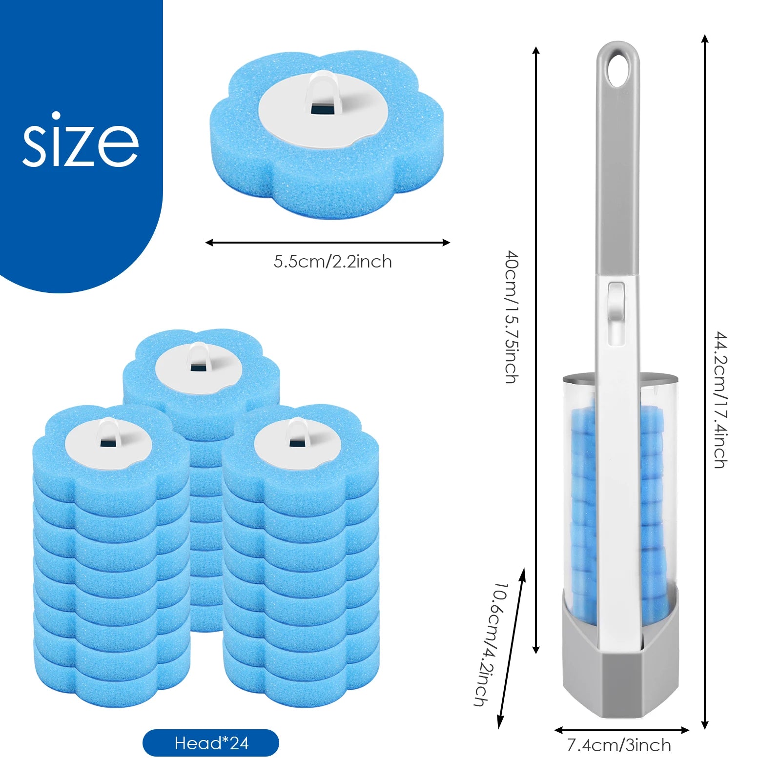 Disposable Toilet Brush Set — Hygienic Replacement Heads with Wall-Mount Holder