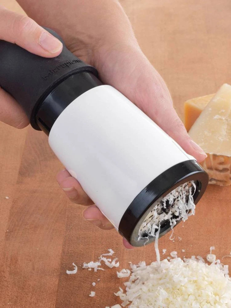 Handheld Rotary Cheese Grater | 2 Interchangeable Blades | Stainless Steel & ABS