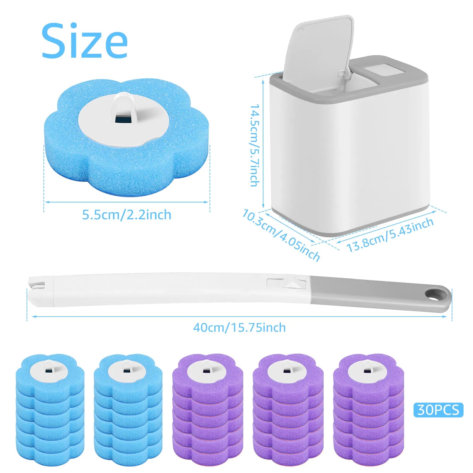 Disposable Toilet Brush Set — Hygienic Replacement Heads with Wall-Mount Holder