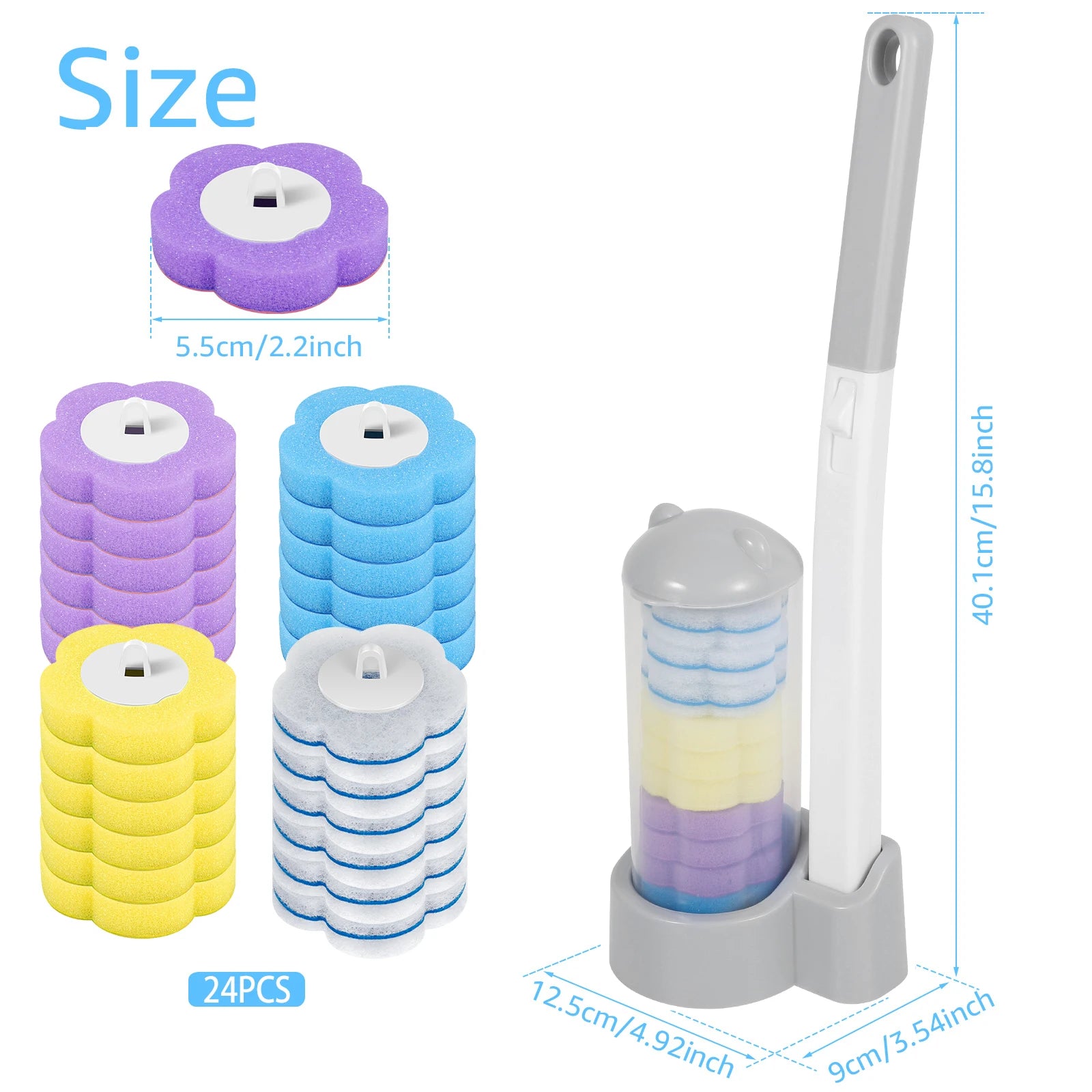 Disposable Toilet Brush Set — Hygienic Replacement Heads with Wall-Mount Holder