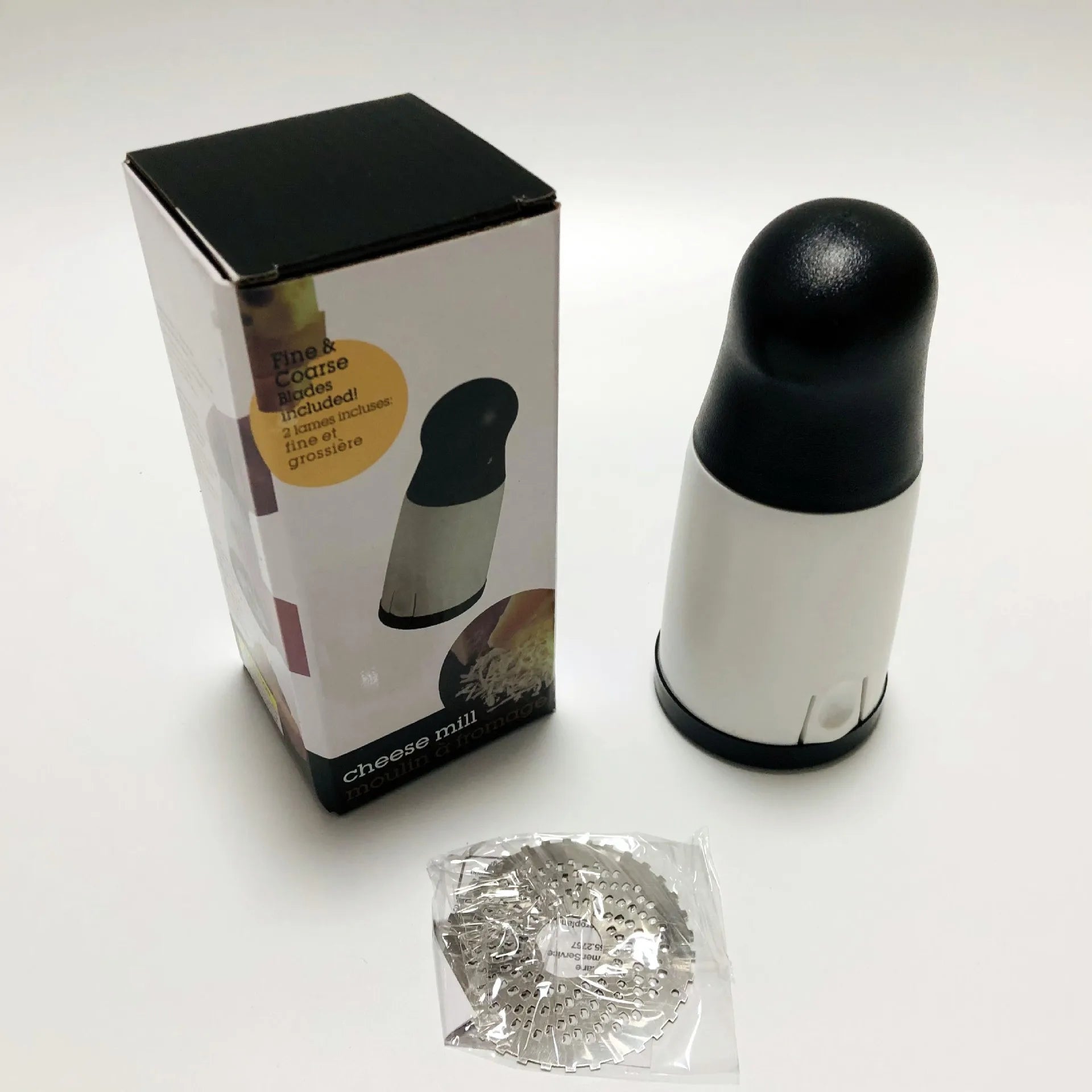 Handheld Rotary Cheese Grater | 2 Interchangeable Blades | Stainless Steel & ABS